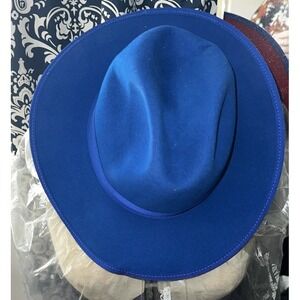 Keith James Queen Royal Blue-Brim Wool Fedora Hat NWT Needs Shaping